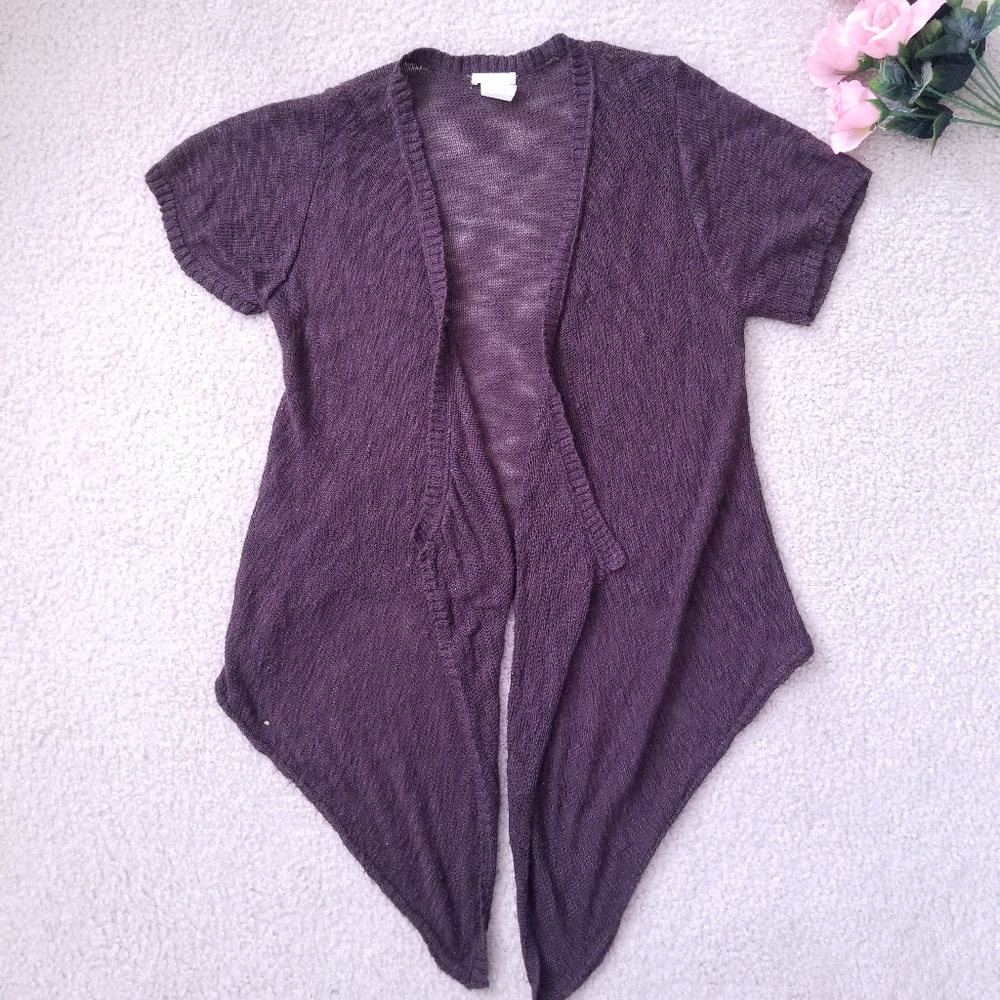 Maurices Short Sleeve Thin Waterfall Knit Cardigan